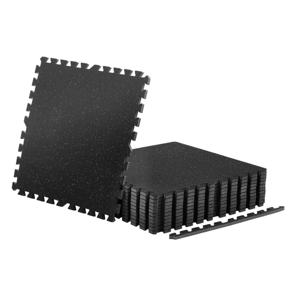 KFFKFF Puzzle Exercise Mat, 12 PCS Fitness Mats, 24 x 24 x 0.56 in, Durable EVA Foam Tiles, Interlocking Soft Flooring, Protective Padding with Gray Dots for Home Gym or Office