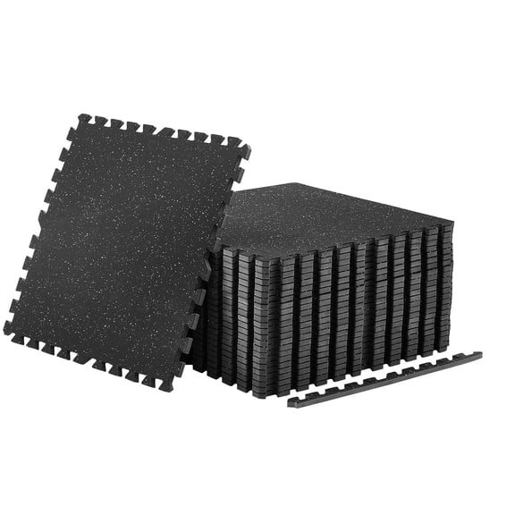 KFFKFF Puzzle Exercise Mat, 24 PCS Fitness Mats, 24 x 24 x 0.56 in, Durable EVA Foam Mat Set, Interlocking Soft Tiles, Floor Protection with White Dots for Home Gym or Office