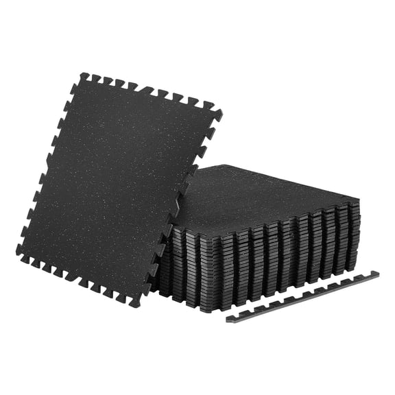 KFFKFF Puzzle Exercise Mat, 24 PCS Interlocking Foam Tiles, 24 x 24 x 0.4 in, Durable EVA Foam Set, Soft Protective Flooring with Gray Dots for Home Gym or Office Use