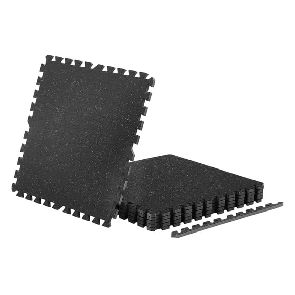 KFFKFF Puzzle Exercise Mat, 6 PCS Fitness Mats, 24 x 24 x 0.56 in, Durable EVA Foam Tiles, Interlocking Soft Flooring, Protective Padding with Gray Dots for Home Gym or Office