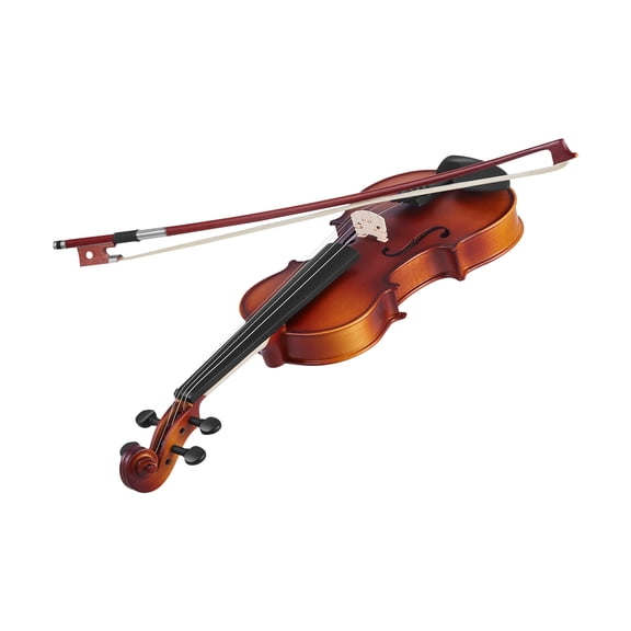 KFFKFF Quarter-Size Violin Set for Adults and Beginners, Includes Case, Rosin, Bow, Shoulder Rest, Bridge, Tuner, and Spare Strings, Crafted from Solid Wood (Brown)