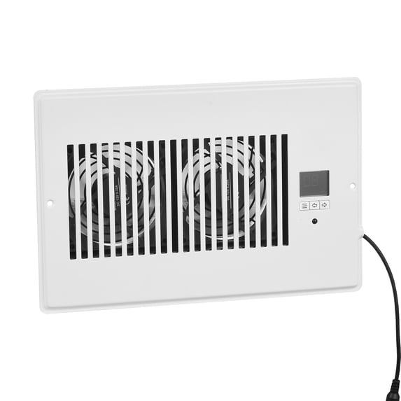 KFFKFF Quiet Register Booster Fan with Remote and Thermostat Control, Fits 6 x 10 inch Openings, Adjustable Speed for Heating and Cooling, White