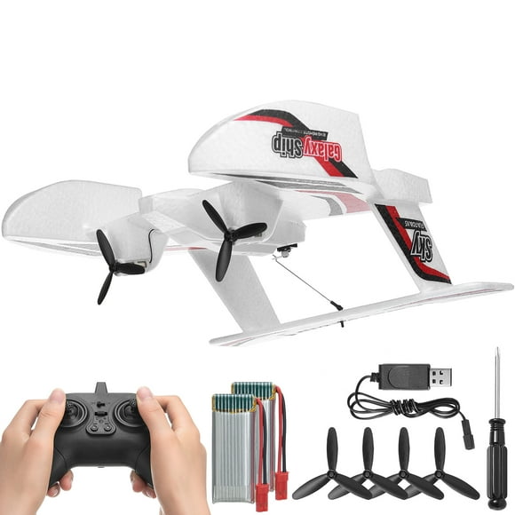 KFFKFF RC Aircraft, 2.4GHZ 3CH Remote Airplane with 6-Axis Gyro, Amphibious Ready-to-Fly Plane Toy, Includes 2 Batteries, Simple Flight Experience for Beginners, Adults, and Kids