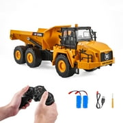 KFFKFF RC Toy Dump Truck, 11-Channel 1:16 Scale, Wireless Control Construction Vehicle Toy with Metallic Cabin & Illumination, Comes with 2 Chargeable Batteries, Suitable for Kids, Boys and Girls