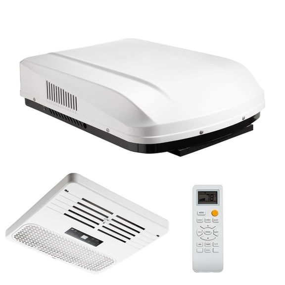 KFFKFF RV Air Conditioner, 13500 BTU Rooftop AC Unit, 120V Ducted Cooling System with Adjustable Speed Compressor, Simple Installation, Quiet Operation, Includes ADB Button and Remote Control, White