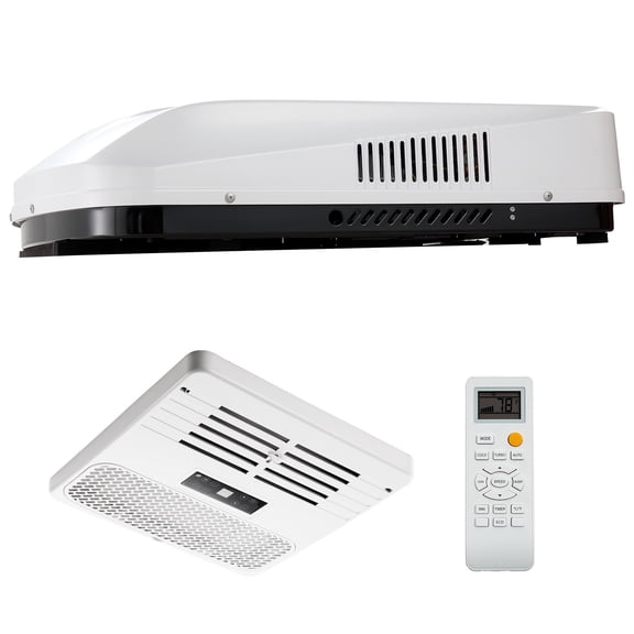 KFFKFF RV Air Conditioner, 15000 BTU Rooftop AC Unit, 120V Ducted System with Heat Pump & Cooling, Adjustable Speed, Simple Installation, Quiet Operation, Includes ADB Button and Remote Control,White