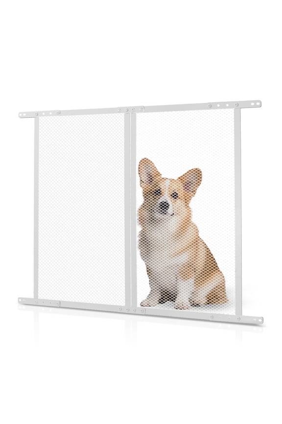 RV Screen Door Protector, 24 x 26 inch Grille, Simple Installation and Removal, Durable Ventilated Mesh, Aluminum Alloy Entry Door Shield for Pet Safety, White
