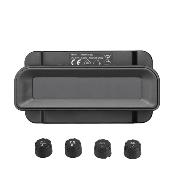 KFFKFF RV Tire Pressure Monitoring System, 7.3-87 PSI Trailer TPMS, Universal Wireless Vehicle Alarm System, Waterproof Sensors Set with Solar Charging, 4 Sensors, 5 Alarm Modes