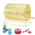 thumbnail image 1 of KFFKFF Raffle Drum, Accommodates 5000 Tickets or 200 Table Tennis Balls, Metallic Sweepstakes Rotating Draw with Timber Spin Handle,16.1 x Ø12 inch, 1 of 9