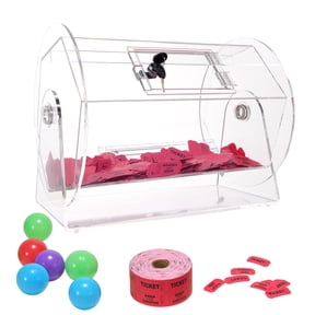 KFFKFF Raffle Drum, Expert-Level Spinning Raffle Ticket Holder with Pair of Keys, See-Through Raffle Ball Spinner, Accommodates 5000 Tickets or 200 Lottery Balls