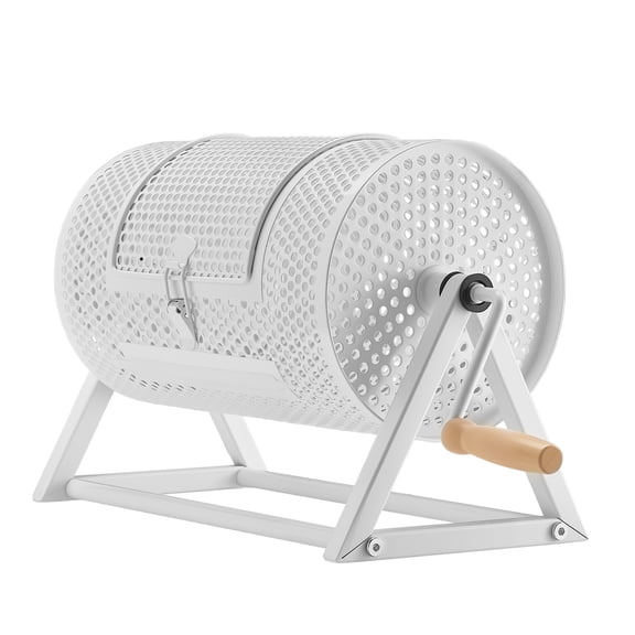 KFFKFF Raffle Ticket Spinner, 11.6" x 6.6" Capacity for 2500 Tickets or 100 Ping Pong Balls, Lottery Drum with Durable Handle and Stable Triangular Base, Ideal for Events and Gatherings, White