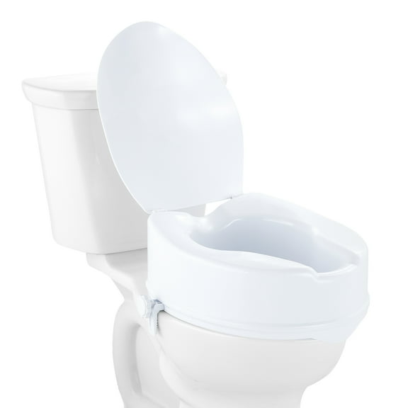 KFFKFF Raised Toilet Seat, 6-Inch Lift, Supports up to 300 lbs, Fits Most Toilets, Secure Screw Rod Fastening, Includes Seat, Ideal for Seniors, Disabled, Post-Surgery, Pregnancy, Healthcare Needs