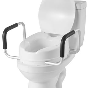 KFFKFF Raised Toilet Seat with Arms, 300 lbs Capacity, 4-Inch Height Increase, Comfortable Elevated Seat with Padded Handles for Seniors, Adults, and Individuals with Limited Mobility