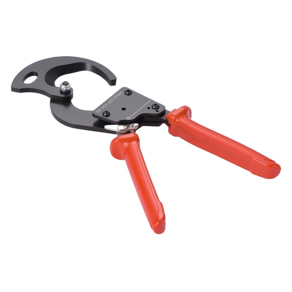 KFFKFF Ratcheting Cable Cutter with Spring Steel Blades, PVC-Coated Handles, Quick-Release Button, Durable Tool for Cutting Copper and Aluminum Cables Up to 600 MCM / 300 mm²
