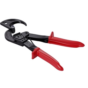 KFFKFF Ratcheting Cable Cutter with Spring Steel Blades, PVC-Coated Handles, Quick-Release Button, Heavy-Duty Tool for Cutting Copper and Aluminum Wires Up to 474 MCM / 240 mm