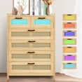 thumbnail image 1 of KFFKFF Rattan 5-Drawer Dresser, Contemporary Wooden Closet Organizer with 5 Compartments, Bohemian Style Rattan Storage Dresser with Robust Handles & Legs, Ideal for Bedroom, Lounge & Corridor, 1 of 10