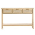 thumbnail image 1 of KFFKFF Rattan Accent Table, Includes 3 Drawers for Storage, Features a Rattan Sliding Door, Ideal for Living Spaces, Studies, Hallways, or as a TV Stand, Crafted with a Natural Finish, 1 of 9