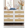 thumbnail image 1 of KFFKFF Rattan Dresser with Six Drawers, Contemporary Wooden Wardrobe Storage, Bohemian Style Dresser with Robust Handles and Legs, Ideal for Bedroom, Lounge, and Corridor, 1 of 10