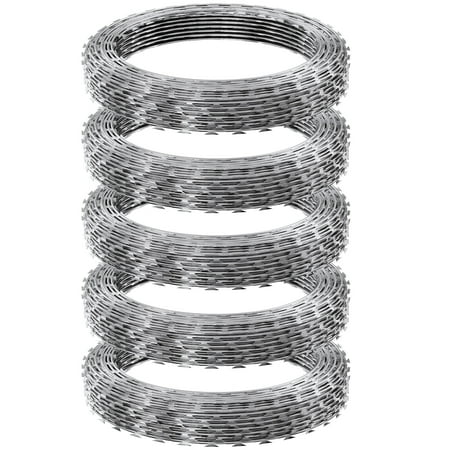 KFFKFF Razor Wires Razor Barbed Wire 246ft 5 Rolls Razor Wire Fencing Razor Fence