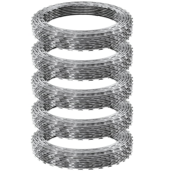 KFFKFF Razor Wires Razor Barbed Wire 246ft 5 Rolls Razor Wire Fencing Razor Fence