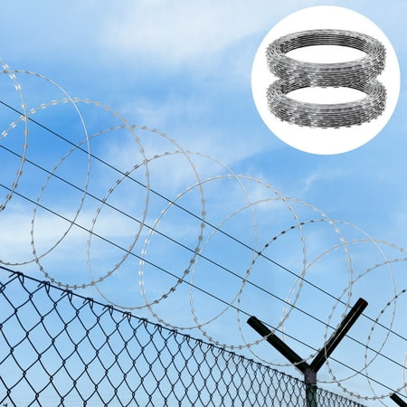 KFFKFF Razor Wires Razor Barbed Wire 98 ft 2 Rolls Razor Wire Fencing Razor Fence