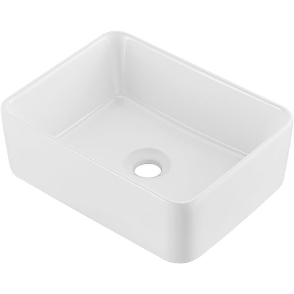 KFFKFF Rectangular Basin, 16"x12" Countertop Sink for Bathrooms, Crafted from White Ceramic, Designed for Above Counter Use, Offers a Contemporary Look, Shines with a Sleek Finish