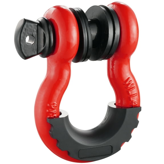 KFFKFF Red D-Ring Shackle Set, 2-Pack, 3/4 Inch, 7/8 Inch Pin, 62832 lbs Capacity, Includes Isolators & Washers, Suitable for Off-Road Vehicles