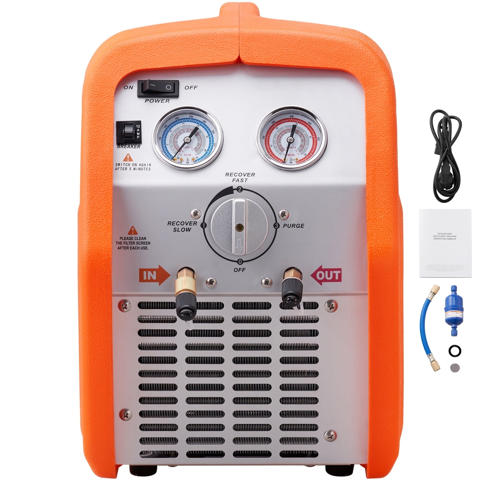 KFFKFF Refrigerant Recovery Portable 3/4 HP Machine for Vapor Liquid Refrigerant