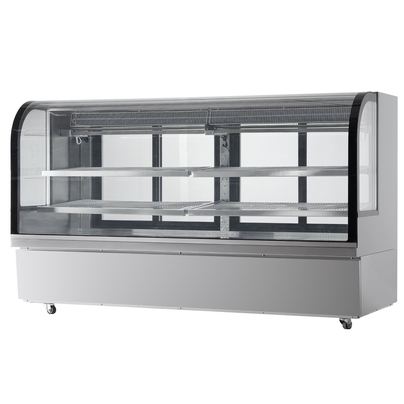 KFFKFF Refrigerated Display Case, 32 Cu.Ft./901L Capacity, 4-Tier Commercial Pastry Refrigerator with LED Lighting, Downdraft Cooling, and Casters for Easy Mobility, Ideal for Bakeries