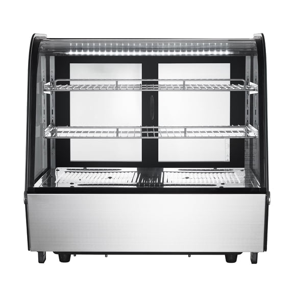 KFFKFF Refrigerated Display Case, 4.2 Cu.Ft./115L Countertop Pastry Showcase, 2-Tier Commercial Refrigerator with LED Lighting, Efficient Cooling, Frost-Free Air Circulation, Ideal for Bakery Use