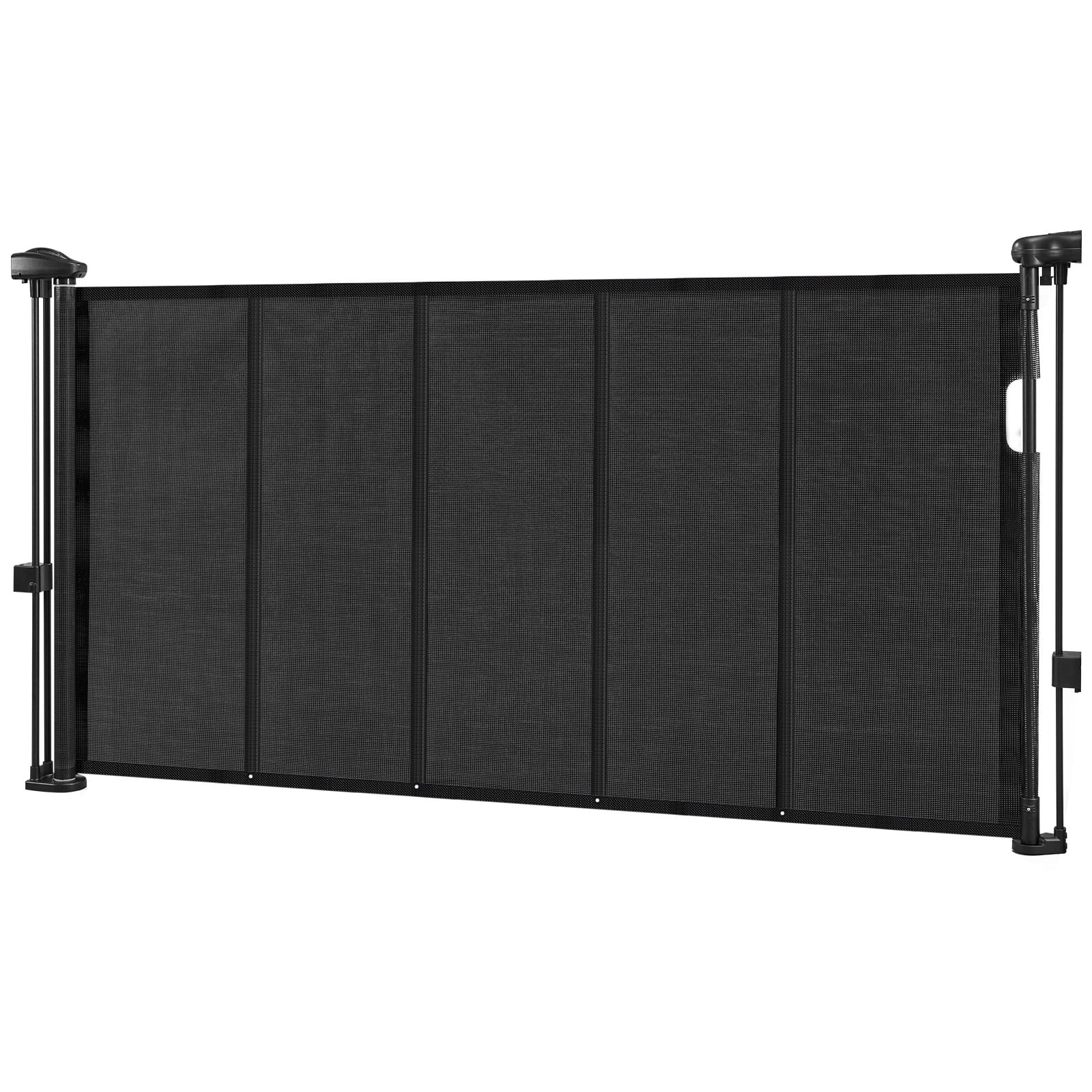 KFFKFF Retractable Baby Gate, 34 inches High, Expands up to 55 inches Wide, Mesh Barrier for Children or Pets, Simple Installation for Stairs, Doorways, Hallways, and Play Areas, Black