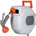 thumbnail image 1 of KFFKFF Retractable Garden Hose Reel, 1/2 in x 50 ft, Wall-Mounted with 9-Pattern Spray Nozzle, 180° Swivel Bracket, Adjustable Length Lock, Automatic Slow Rewind for Watering Tasks, 1 of 9