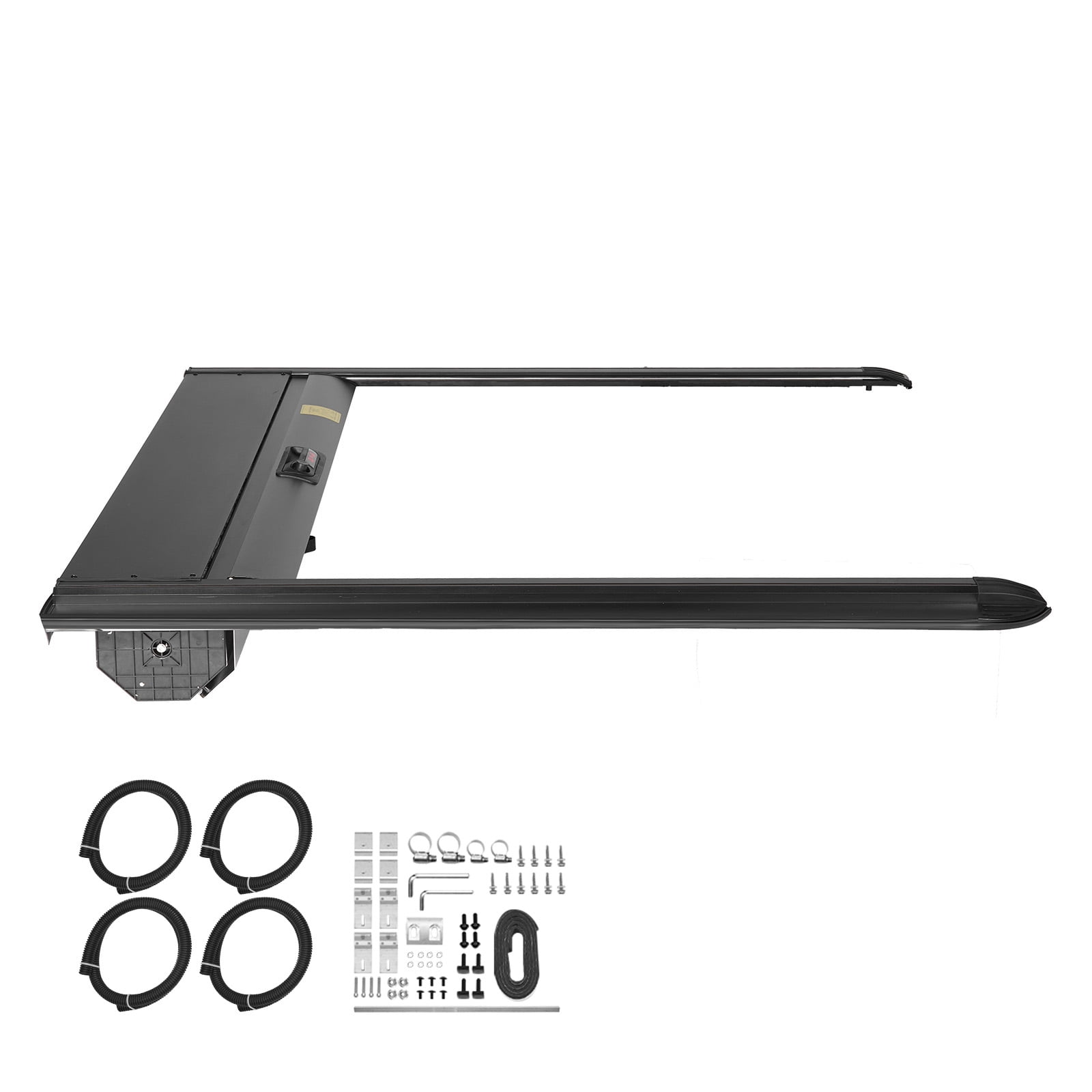 KFFKFF Retractable Hard Tonneau Cover, 5.7 ft Truck Bed Cover with Integrated Drainage System for 2021-2024 Dodge Ram 1500 Crew Cab, Secure Design with Dual Locking Mechanism and T-Slot Compatibility