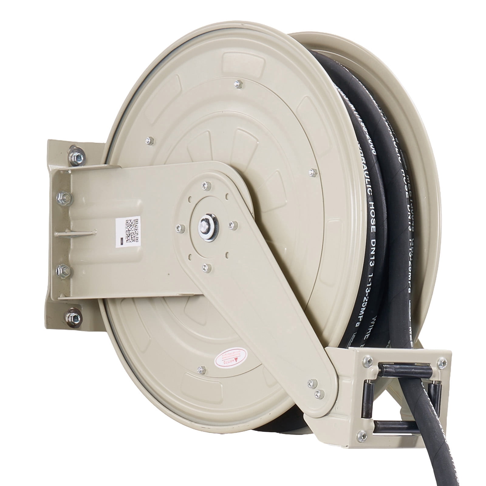 KFFKFF Retractable Oil Hose Reel, 1/2 inch x 50 ft, Spring-Driven Auto Rewind, Max 3625 PSI, Durable Carbon Steel Build with Steel Wire Braided Hose, Suitable for Engine, Gear, and Hydraulic Oil