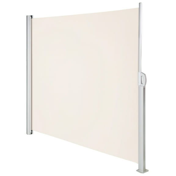 KFFKFF Retractable Side Awning 118" x 71", Retractable Patio Screen Waterproof, Retractable Room Divider Creamy-White for Privacy, Garden, Outdoor, Patio and Terrace