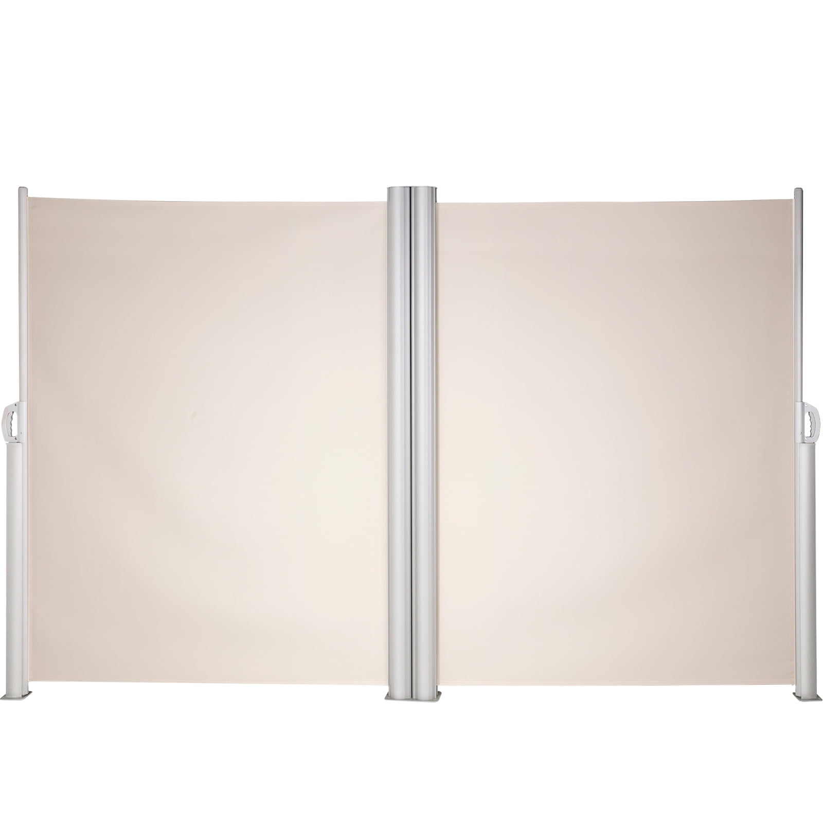 KFFKFF Retractable Side Awning 236" x 71",Double Retractable Patio Screen Waterproof, Retractable Room Divider Creamy-White for Privacy, Garden, Outdoor, Patio and Terrace
