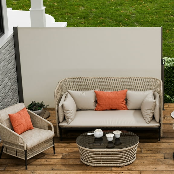 KFFKFF Retractable Side Awning 71''x 138'' Patio Screen Fence Divider Fencing