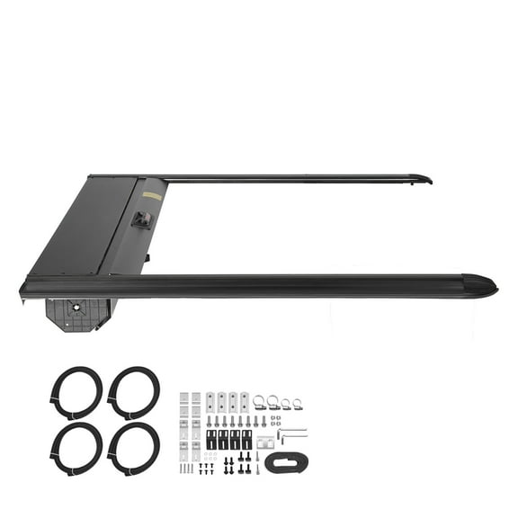 KFFKFF Retractable Tonneau Cover, 5.0 ft Hard Cover with Integrated Drainage System for 2021-2024 Toyota Tacoma Crew Cab with Deck Rail System, Secure Double-Lock Design and T-Slot Compatibility