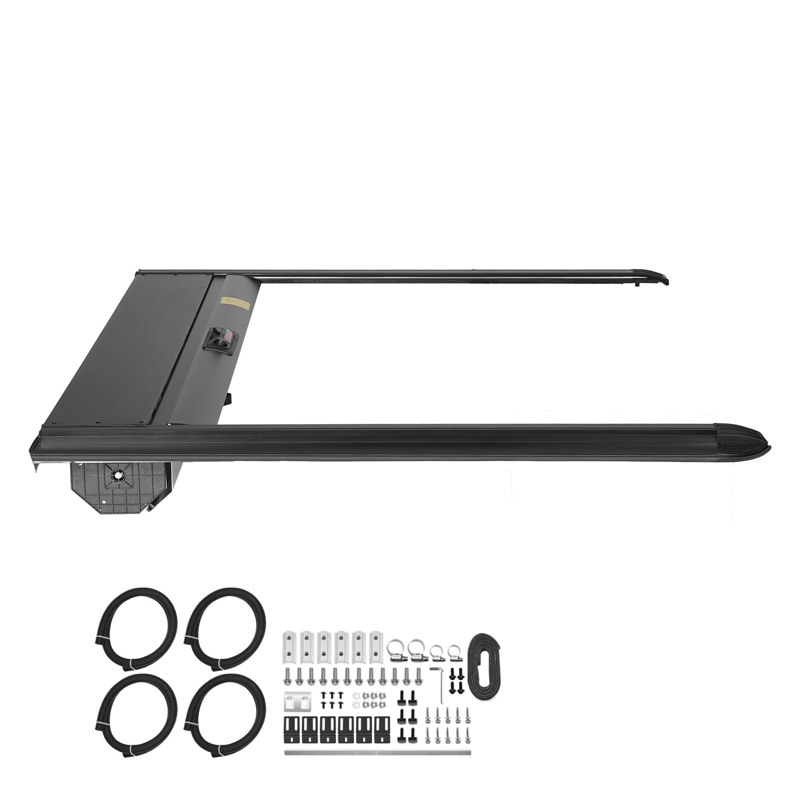 KFFKFF Retractable Truck Bed Cover, 5.5 ft Hard Cover with Integrated Drainage System for 2021-2024 Toyota Tundra Crew Cab with Deck Rail, Secure Double-Lock Design and T-Slot Compatibility