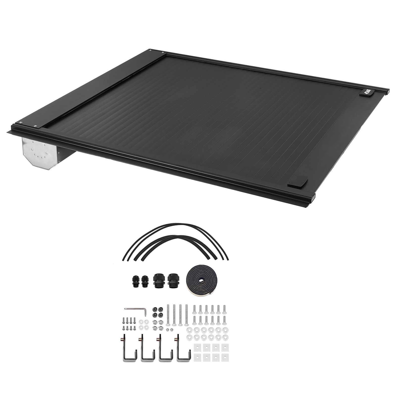 KFFKFF Retractable Truck Bed Cover, 5.5 ft Hard Cover with Integrated Drainage System for 2022-2024 Toyota Tundra Crew Cab with Deck Rail System, Secure Double-Lock Design and T-Slot Compatibility