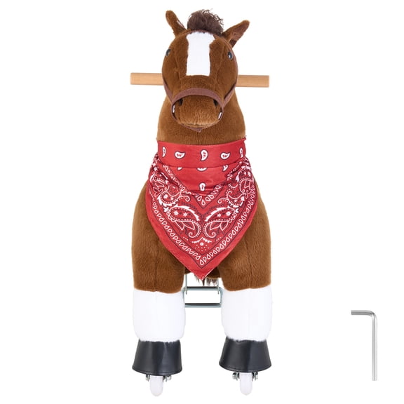 KFFKFF Ride-On Horse Toy for Kids, No Battery Needed, Smooth Wheels with Safety Stop Ring, Enhanced Seat Design, Handles, Pedals, 110 lbs Weight Limit for Ages 3-8