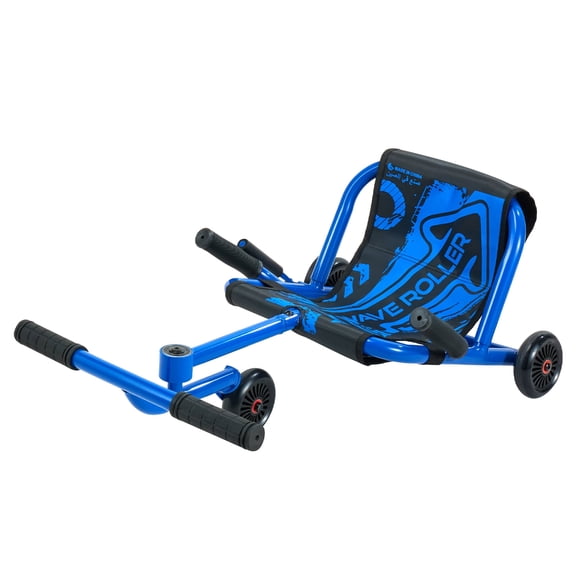 KFFKFF Ride-On Scooter with 150 lbs Capacity, Side-to-Side Swing Motion for Fun Riding, Blue, Suitable for Ages 4+, Powered by Zig-Zag Movement,Adjustable Length, Brake Lever,for Indoor & Outdoor Use