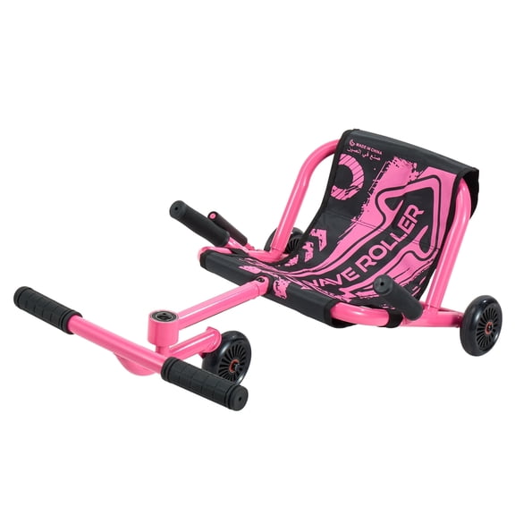 KFFKFF Ride-On Scooter 150 lbs Capacity, Side-to-Side Swing Motion, Pink, for Ages 4+, Powered by Zig-Zag Movement, Toy with 3 Adjustable Lengths, Brake Lever, Suitable for Indoor & Outdoor Use