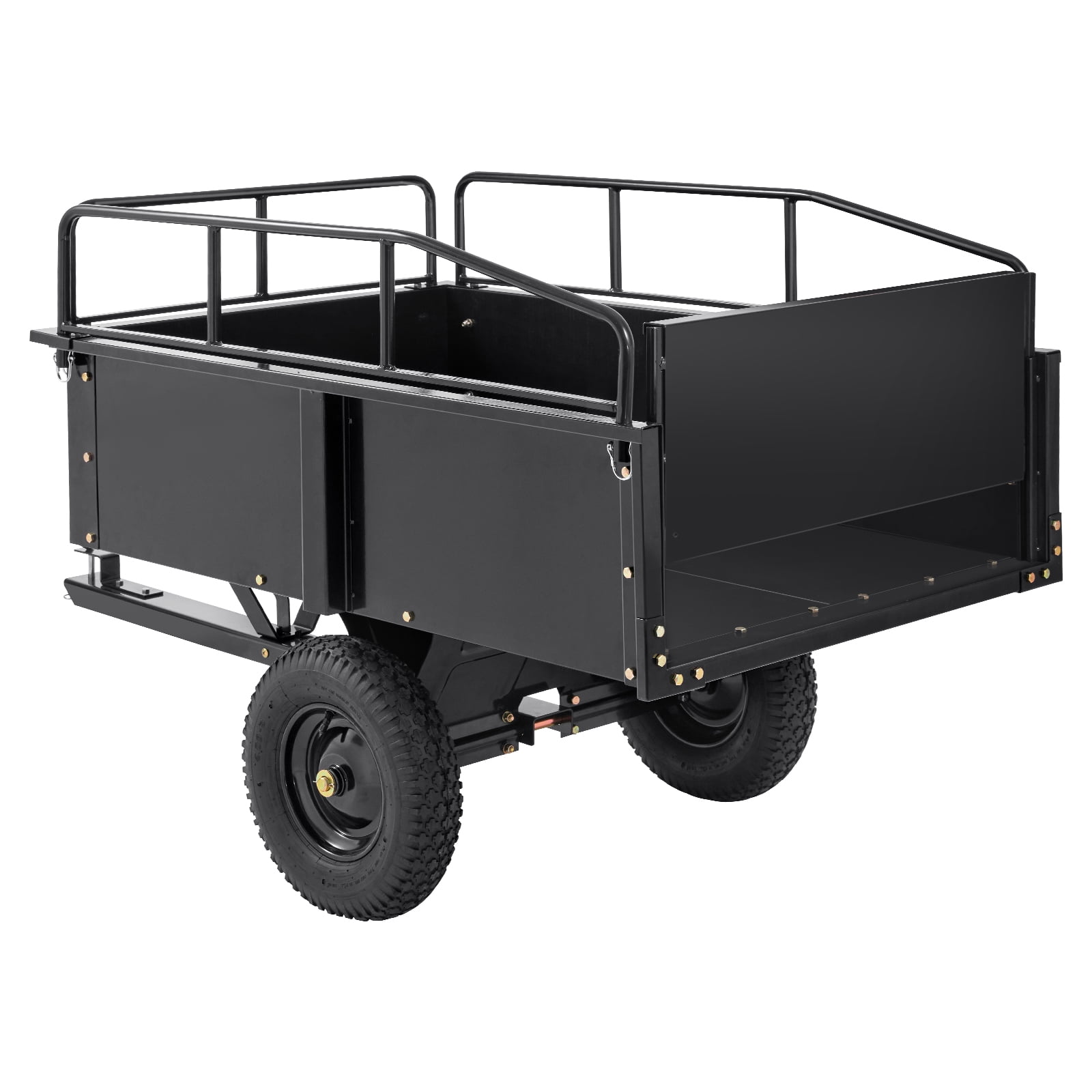 Walmart discounts of KFFKFF Robust ATV Hauler, Steel-Made Dump Wagon, 750lb 15 Cubic Feet, Multipurpose Garden Trolley with Detachable Panels, Ideal for Lawn Mower Tractor