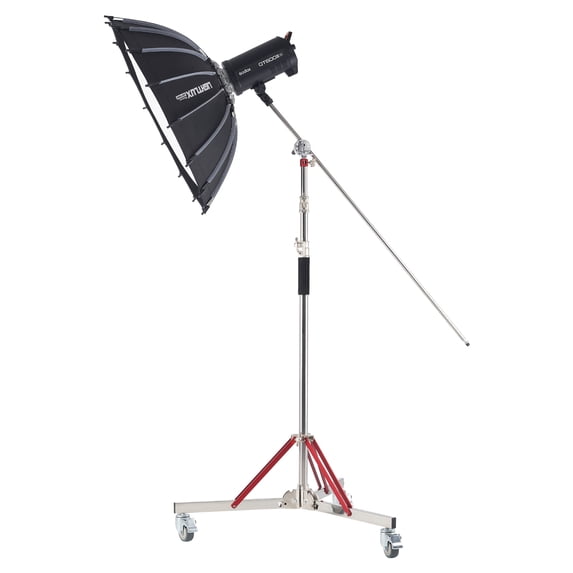 KFFKFF Robust Illumination Support on Wheels, Peak Elevation 10.5 ft/320 cm, Modifiable Three-Legged Stand with Stainless Steel, Photography Rolling Foundation Stand, Suitable for Studio Softbox