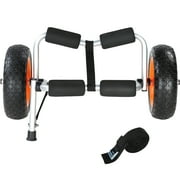 KFFKFF Robust Kayak Carrier, Supports 250lbs Weight, Collapsible Canoe Dolly with 10'' Sturdy Tires, Anti-Slip Support Leg & Securing Strap, Suitable for Kayaks, Canoes, Paddleboards, Float Mats