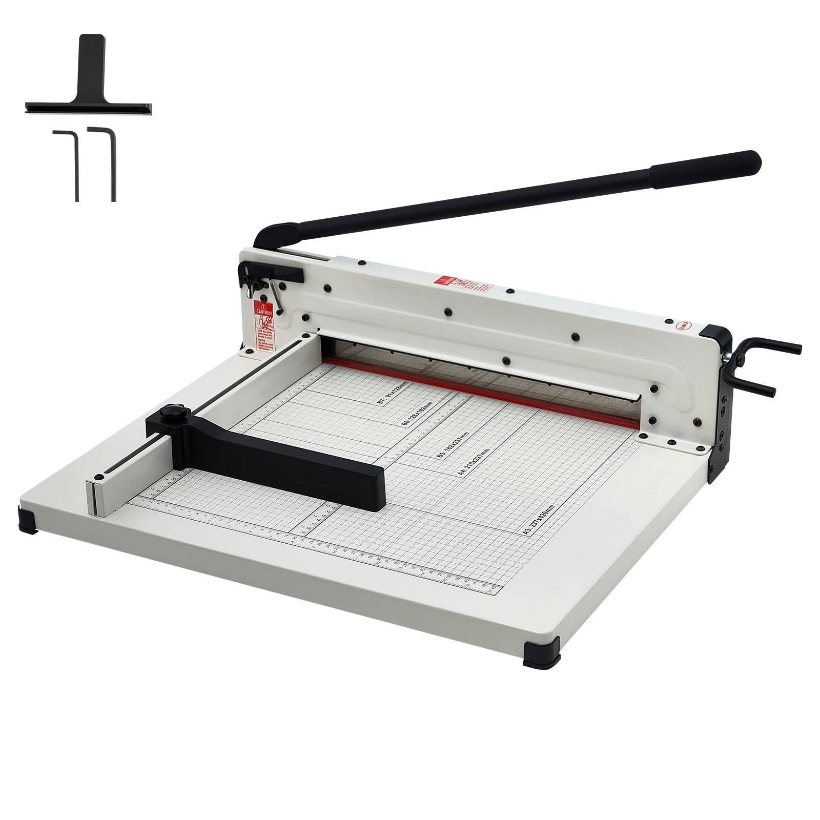 KFFKFF Robust Paper Slicer, 17" Professional Industrial Paper Slicing Device for A3 Paper, Can Handle 400 Sheets, Built with Durable Steel, Stack Paper Cutting Tool for Office, Home, in White