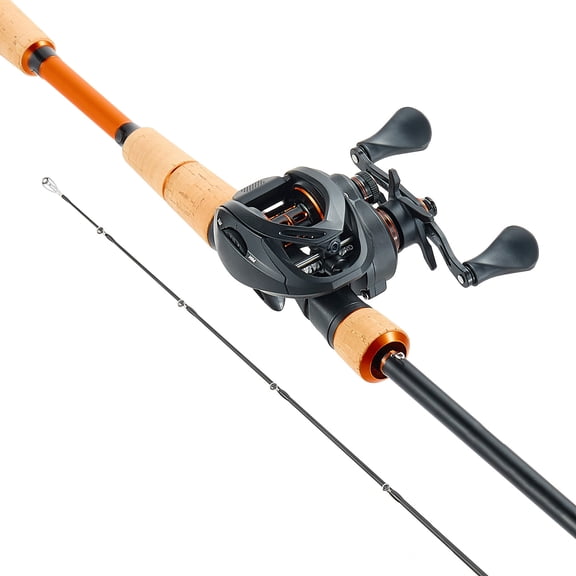 KFFKFF Rod and Reel Combo with IM7 Carbon Fiber, Baitcasting Design, Fishing Pole for Bass with 7+1 Ball Bearings, 7.0:1 Gear Ratio, Comfortable Cork Handle, and Durable Stainless Steel Guides