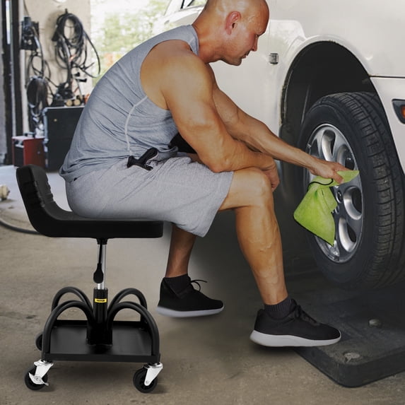 KFFKFF Rolling Garage Stool 300/400LBS Adjustable Swivel Work Shop Seat with Casters