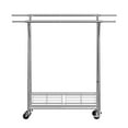 thumbnail image 1 of KFFKFF Rolling Garment Rack with Dual Hanging Rods and Storage Basket, 330 lbs Capacity, Adjustable Carbon Steel Clothing Rack with Wheels for Bedroom, Laundry, and Living Room, 1 of 9